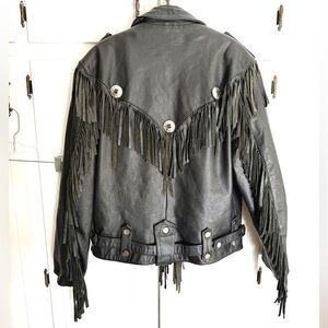 Vintage Motorcycle Open Road for Wilson’s leather jacket with fringe .